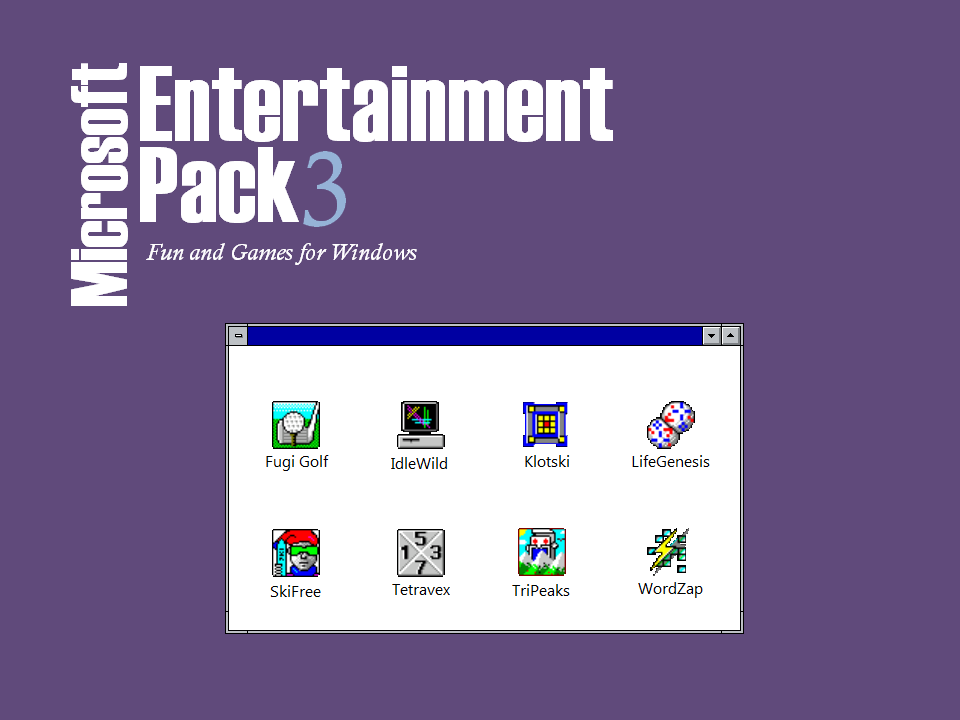 Los videojuegos que componían el Microsoft Entertainment Pack 3.